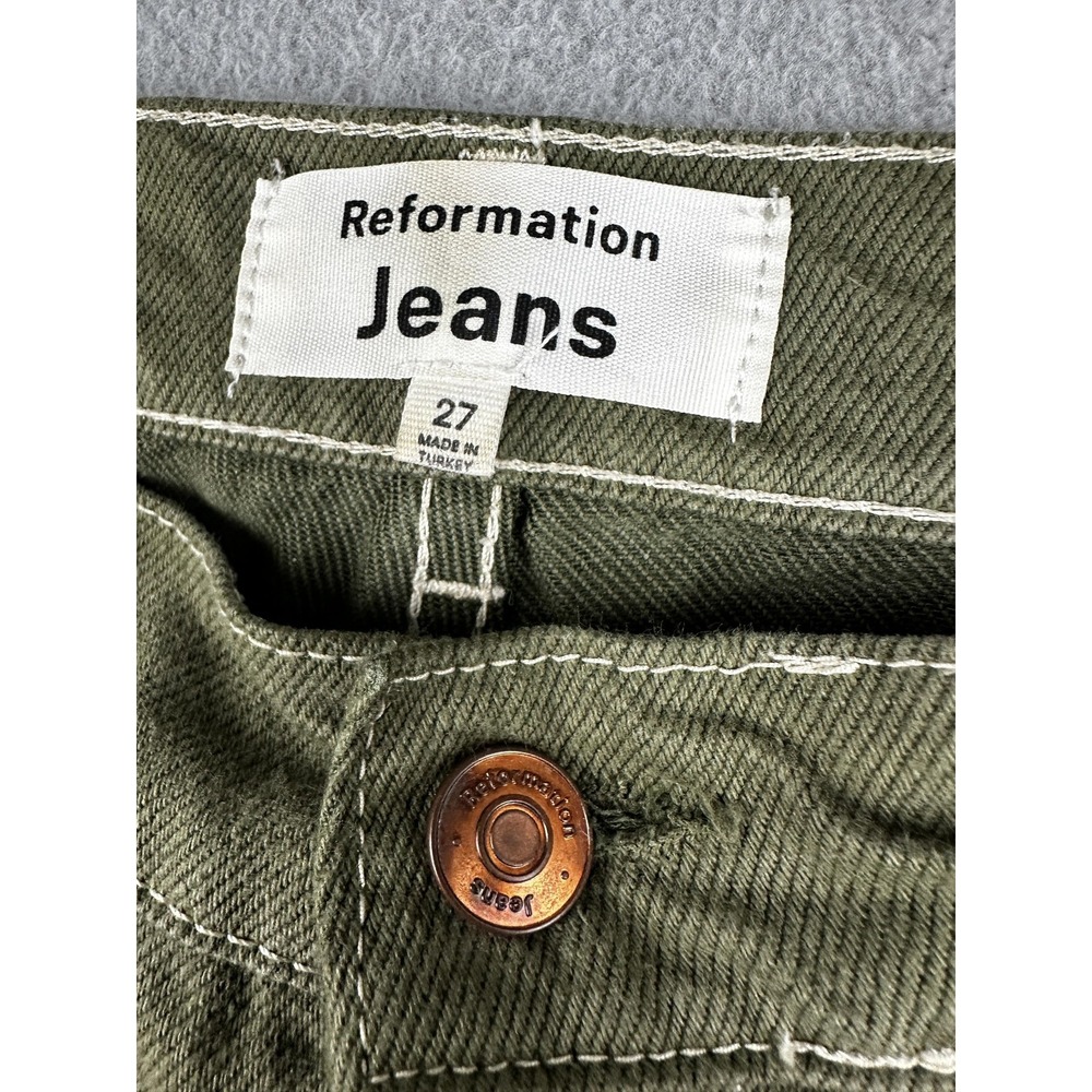Reformation Jeans Womens 27 Green Cowboy High Rise Straight Kalamata Denim - Picture 2 of 12
